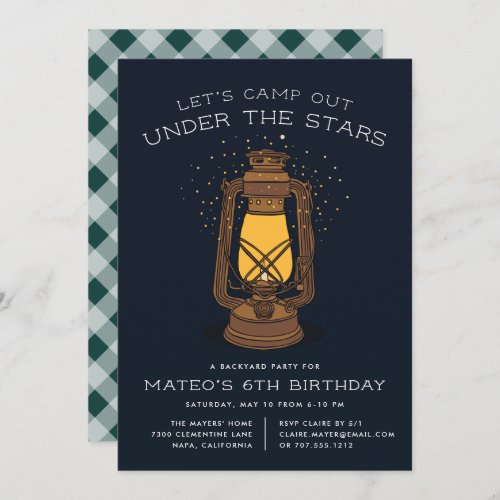 Under the Stars  Camping Birthday Party Invite