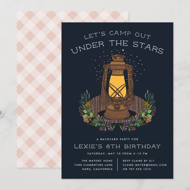 Under the Stars | Camping Birthday Party Invite (Front/Back)
