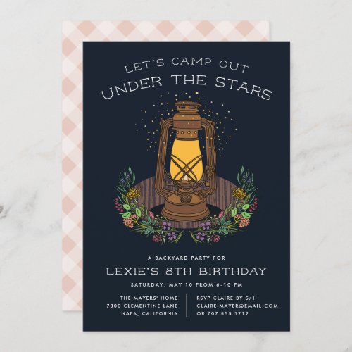 Under the Stars  Camping Birthday Party Invite