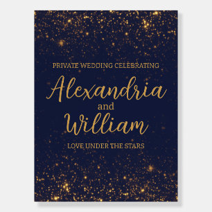 Under the Stars Celestial Navy & Gold Wedding Sign