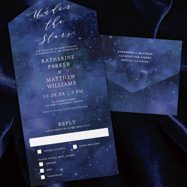 Under The Stars Elegant Space Astronomy Wedding All In One Invitation (Creator Uploaded)
