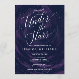 Under the Stars Elegant Sweet 16 Celebration Invitation