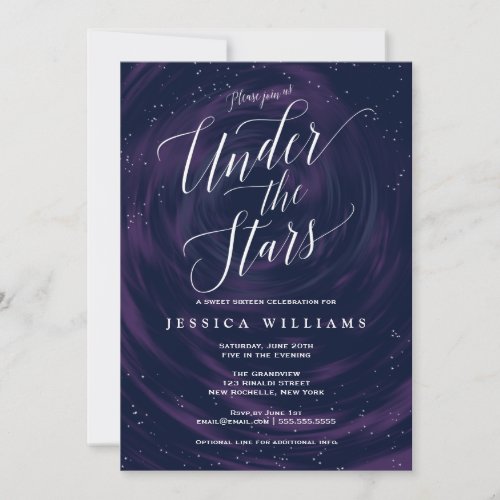 Under the Stars Elegant Sweet 16 Celebration Invitation