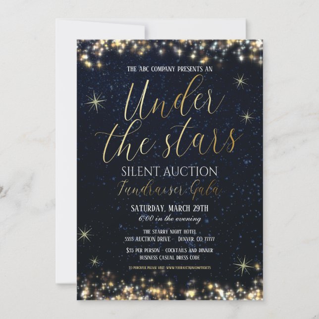 Under The Stars Fundraiser Gala Invitation (Front)