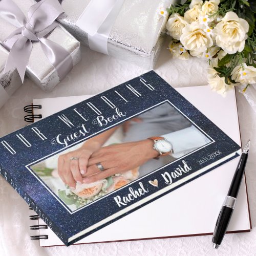 Under The Stars Galaxy Night Sky Photo Wedding Guest Book