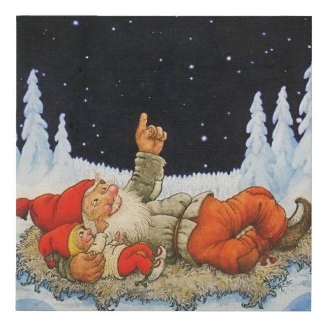 “Under the Stars” Gnomes by Jenny Nystrom Faux Canvas Print (Front)