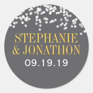 Under the Stars Gray and Yellow Classic Round Sticker