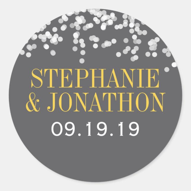 Under the Stars Gray and Yellow Classic Round Sticker (Front)
