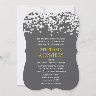 Under the Stars Gray Yellow Modern Wedding Invites