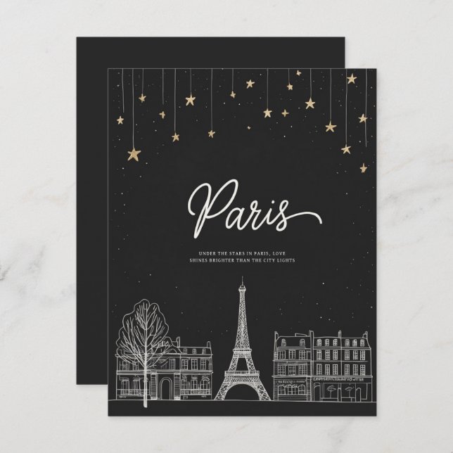 Under the Stars in Paris Invitation (Front/Back)