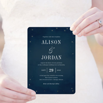 Under The Stars Modern Outdoor Wedding Invitations by berryberrysweet at Zazzle