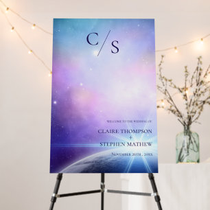 UNDER THE STARS Monogram Welcome To Our Wedding Po Foam Board