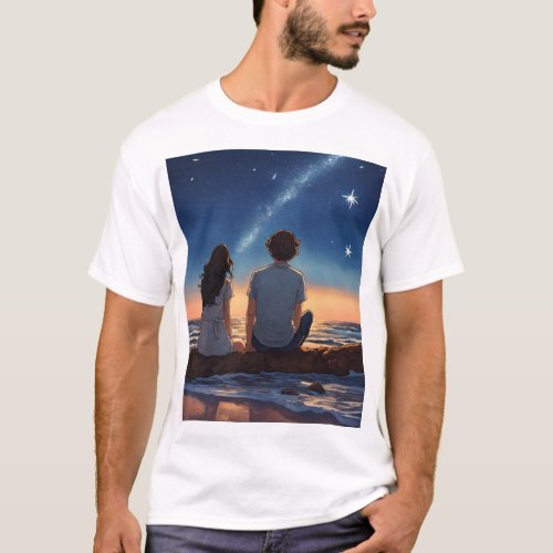 Under the Stars Night Couple Matching T_shirts T_Shirt