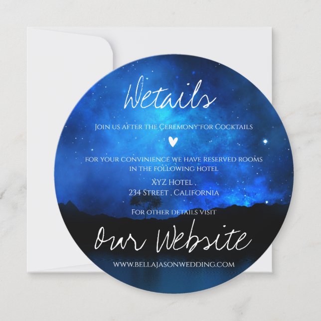 Under The Stars Night Sky Starry Wedding Details (Front)