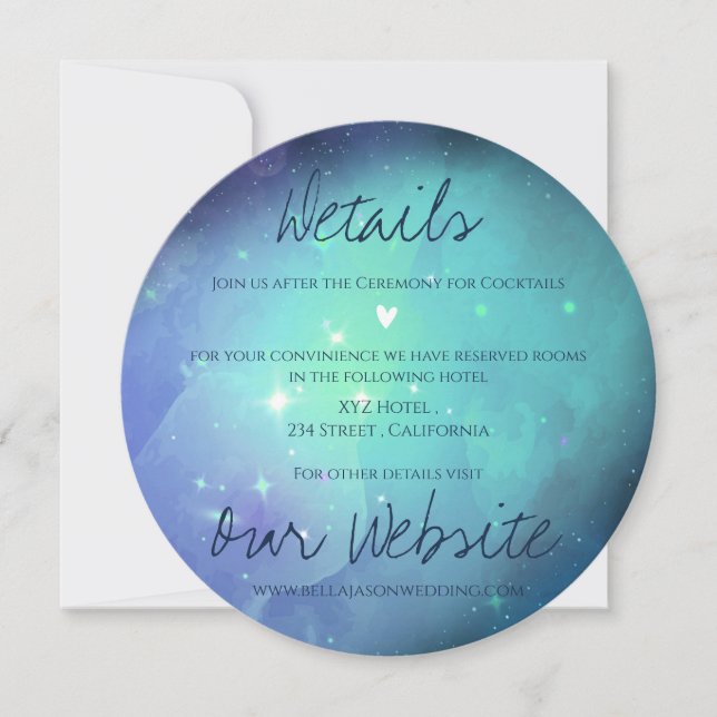 Under The Stars Night Sky Starry Wedding Details (Front)