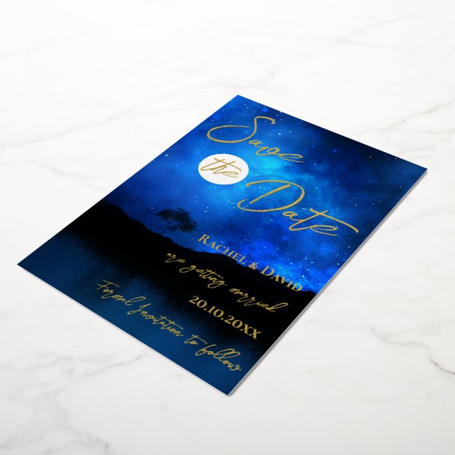 Under The Stars Night Sky Wedding Save The Date  Foil Invitation (Rotated)