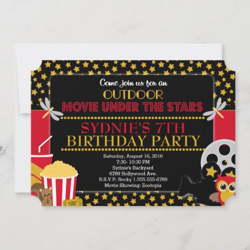 Under the Stars Outdoor Movie Party Invitation