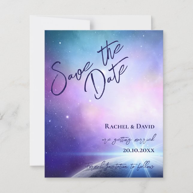 Under the Stars Pink Purple Wedding Save the Date (Front)
