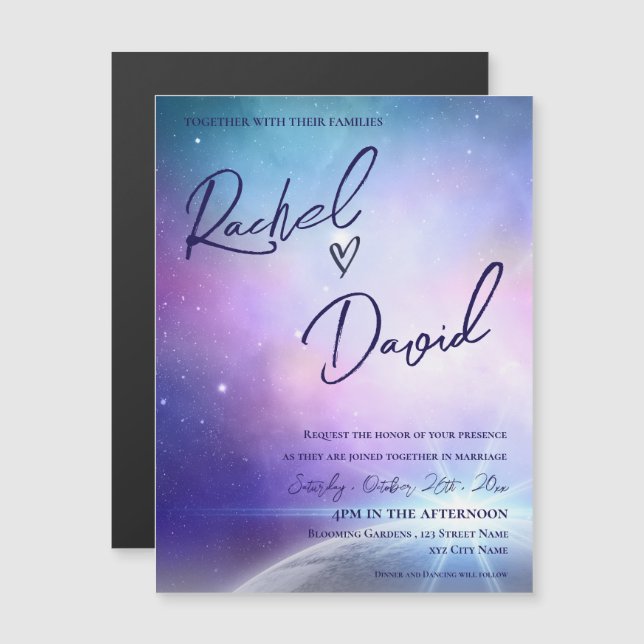 Under the Stars Purple Pink Typography  Wedding (Front/Back)