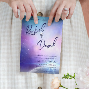 Under the Stars Purple Pink Typography Wedding