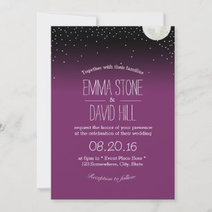 Under the Stars Purple Wedding Invitation