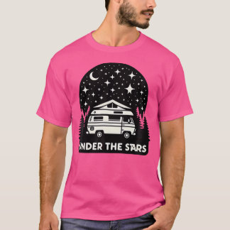 Under The Stars Serene Camping Van Silhouette - Mi T-Shirt