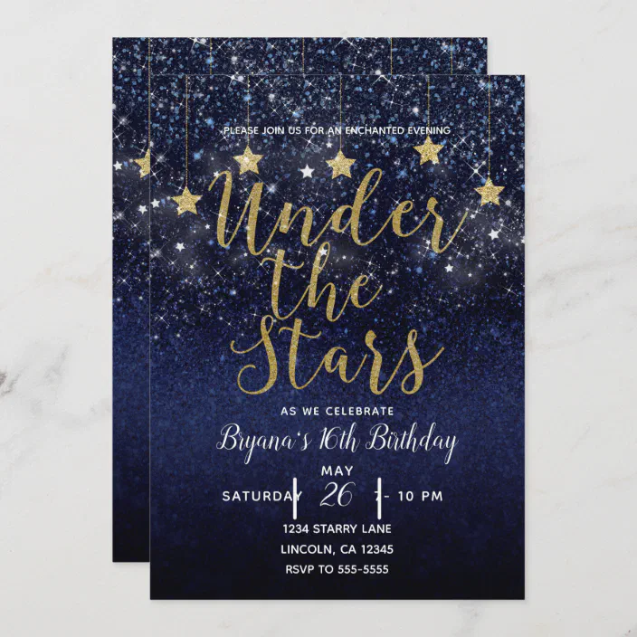 The Stars Starry Gold Prom Party Invitation | Zazzle.com
