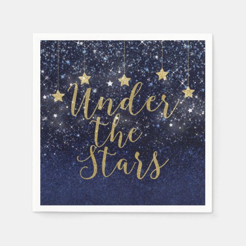 Under The Stars Starry Night Gold Blue Prom Party Napkins