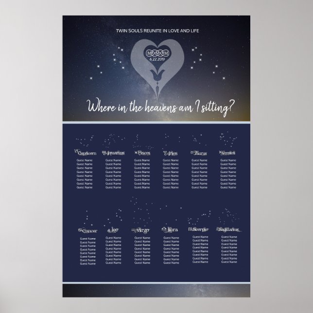 Under the Stars Wedding Seating Chart (Front)