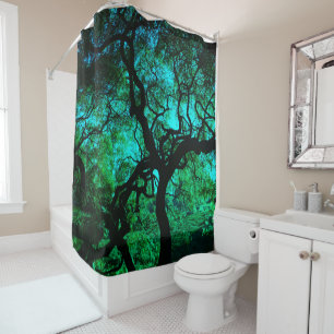 Under The Tree in Turquoise Shower Curtain