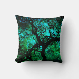 Under The Tree in Turquoise Throw Pillow