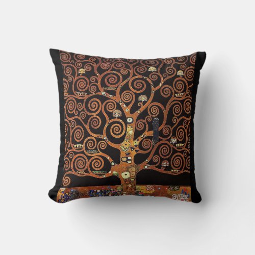 Under the Tree of Life Gustav Klimt Throw Pillow