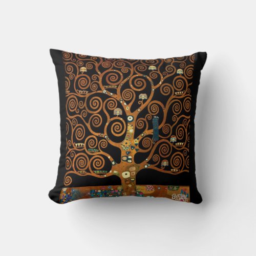 Under the Tree of Life Gustav Klimt Throw Pillow