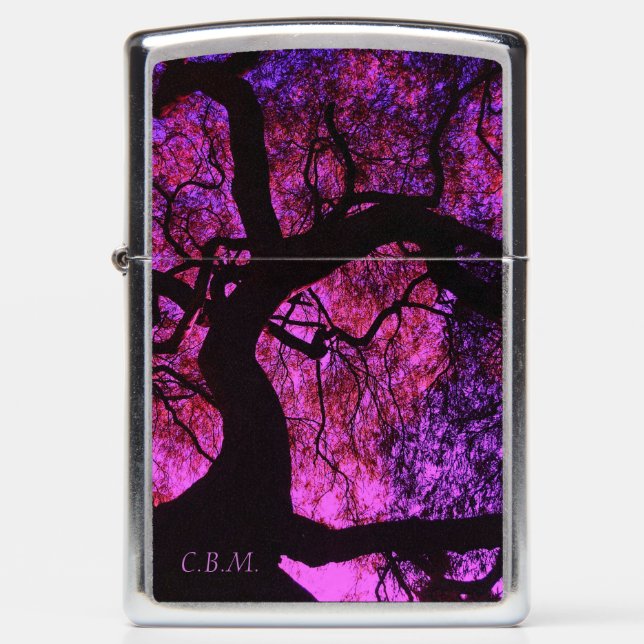 Under the Tree Pink and Purple *Personalized* Zippo Lighter (Front)