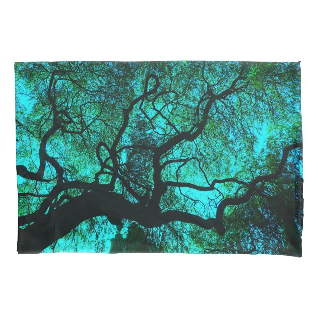 Under the Tree -Turquoise Pillow Case (Front)