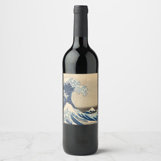Under the Wave off Kanagawa by Katsushika Hokusai Wine Label (Front)