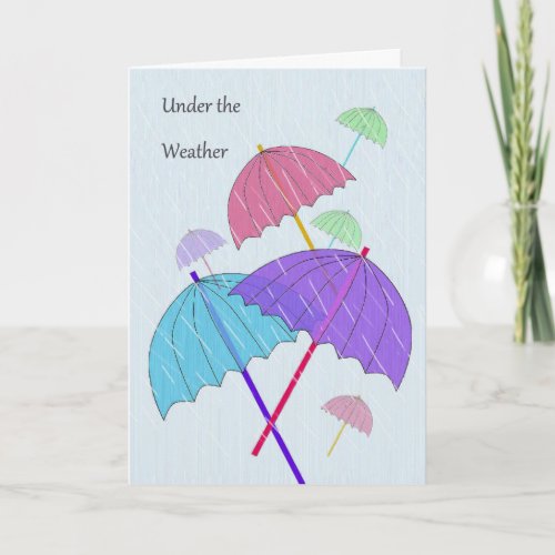 Under the Weather Card with Colorful Umbrellas