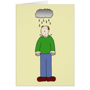 Under the Weather Depressed Man Cartoon Cards