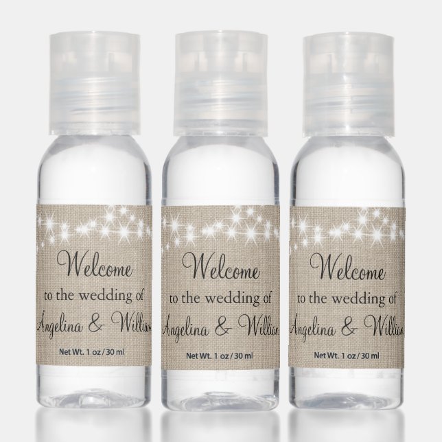 Under Twinkle Lights on Burlap Hand Sanitizer (Set)