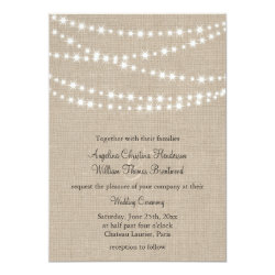 Under Twinkle Lights on Burlap Wedding Invitation 5