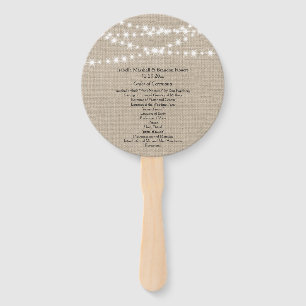 Under Twinkle Lights on Burlap Wedding Program Fan