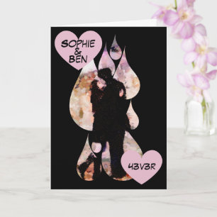 Under Umbrella: Romantic Couple Kissing in Rain Card