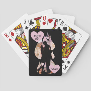 Under Umbrella: Romantic Couple Kissing in Rain Poker Cards