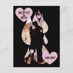 Under Umbrella: Romantic Couple Kissing in Rain Postcard