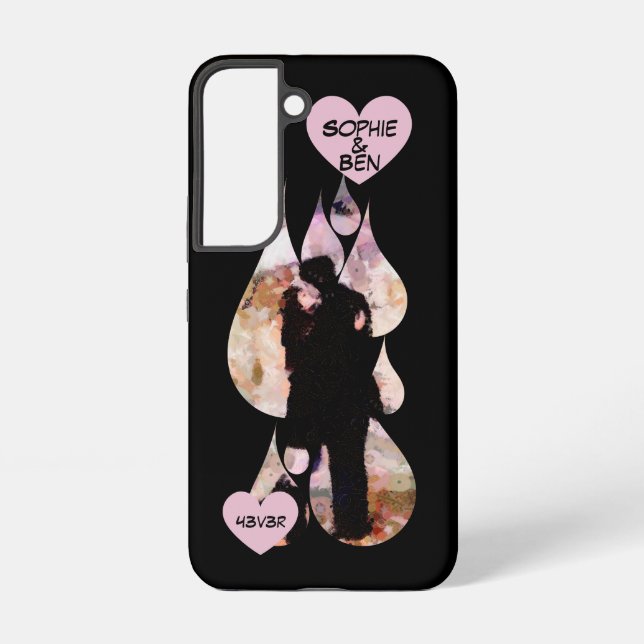 Under Umbrella: Romantic Couple Kissing in Rain Samsung Galaxy Case (Back)