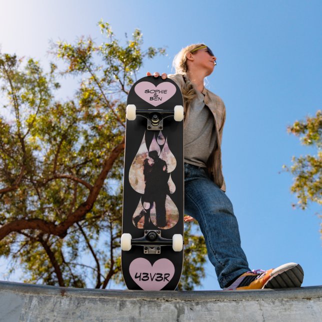 Under Umbrella: Romantic Couple Kissing in Rain Skateboard (Outdoor 1)