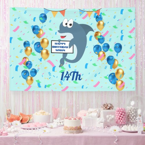 under water baby shark  happy birthday  banner