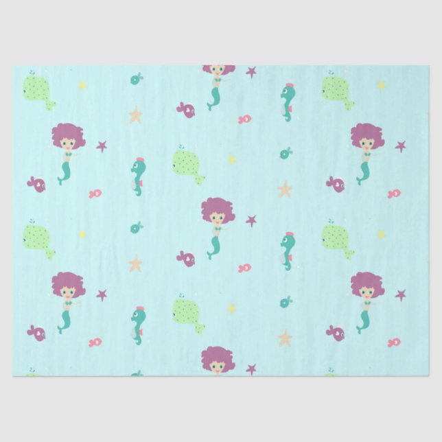 Under water creatures pattern blue tissue paper (Front)