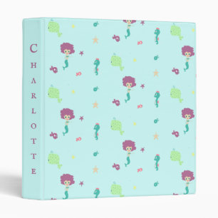 Under water creatures pattern custom name blue 3 ring binder