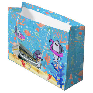 Under Water Deep  Sea Shark Party Time Kids Large Gift Bag
